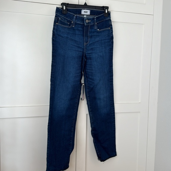 Paige Hoxton Straight Ankle Blue Jeans unfinished edges 26 - Picture 6 of 13
